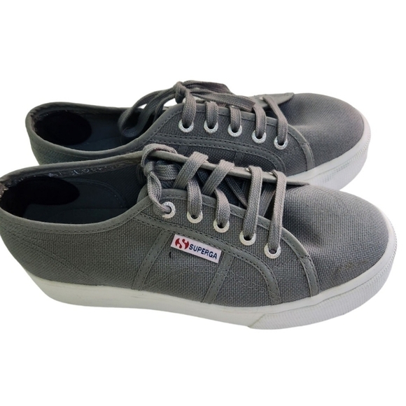 Superga 2750 Cotu Classic Grey Sage Platform Sneaker Size 38(7.5) - Picture 1 of 9